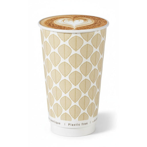 Gobelet carton double paroi brun sans plastique - 460 ml - Ø 9 cm - H 13,6 cm - 25 unités