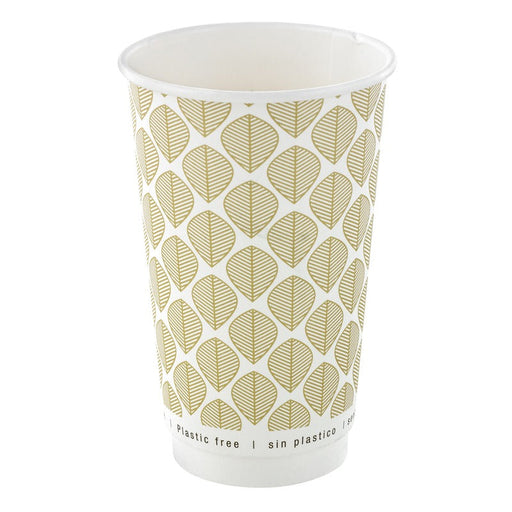 Gobelet carton double paroi brun sans plastique - 460 ml - Ø 9 cm - H 13,6 cm - 25 unités