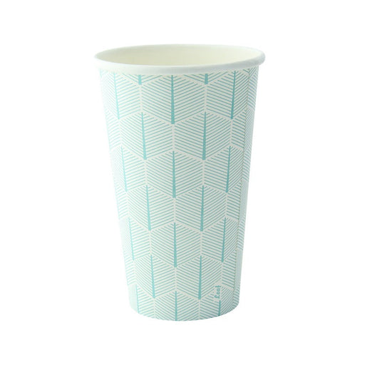 Gobelet carton décor "Leaf" - 460 ml - Ø 9 cm - H 13,6 cm - 50 unités