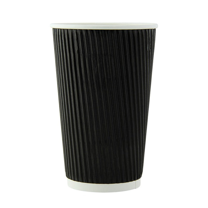 Gobelet carton double paroi noir "Rippley" - 450 ml - Ø 9 cm - H 13,6 cm - 25 unités
