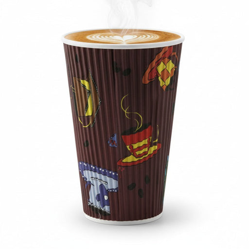 Gobelet carton double paroi décor "Tea Cup" - 400 ml - Ø 9 cm - H 13,5 cm - 25 unités