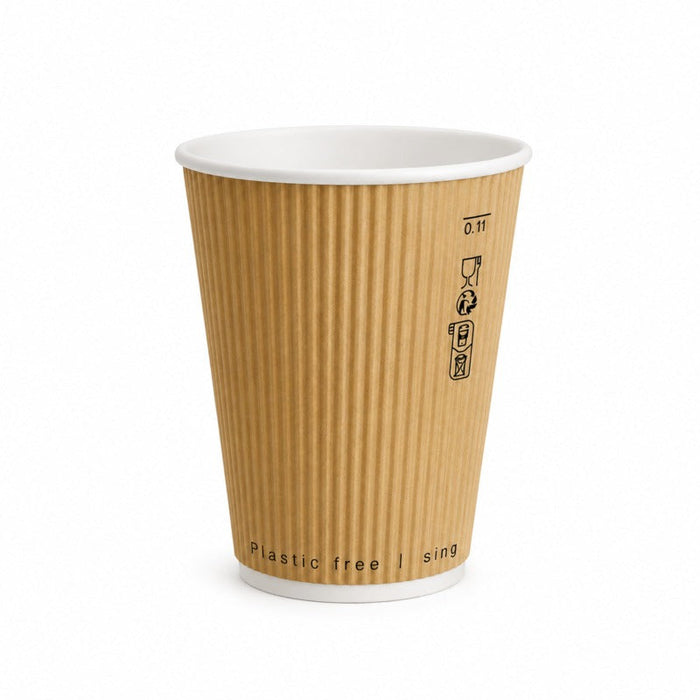 Gobelet carton double paroi beige "Rippley" - 350 ml - Ø 9 cm - H 11 cm - 25 unités