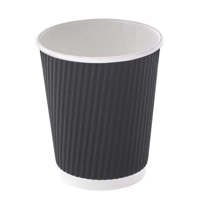Gobelet carton double paroi noir "Rippley" - 230 ml - Ø 8 cm - H 9,2 cm - 40 unités