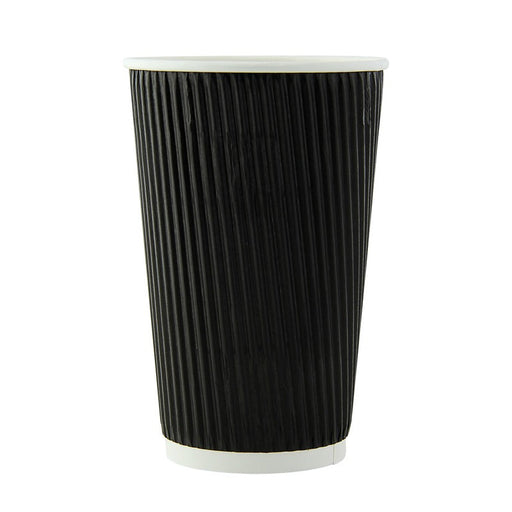 Gobelet carton double paroi noir sans plastique "Rippley" - 460 ml - Ø 9 cm - H 13,6 cm - 25 unités