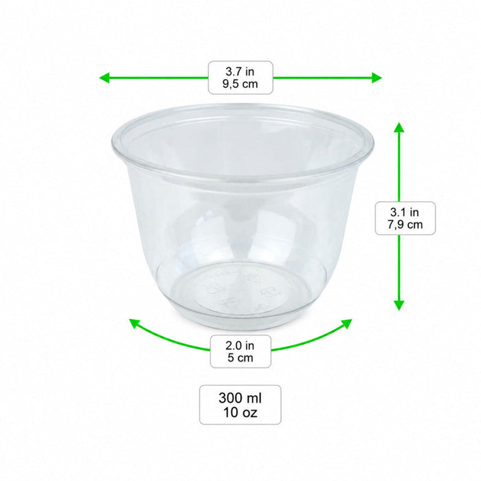 Pot à dessert en plastique PET - 300 ml - Ø 9,5 cm - H 7,9 cm - 50 unités
