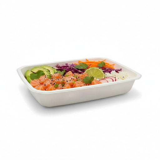 Barquette scellable pulpe laminée PLA "gastronorme" 1/2 3000ml 32,5 cm x 26,5 cm H 5,2 cm - 60 unités