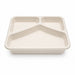Barquette scellable blanche en pulpe laminée PLA "menu" à 3 compartiments - 890 ml - 22,7 cm x 17,8 cm x 4,5 cm - 50 unités