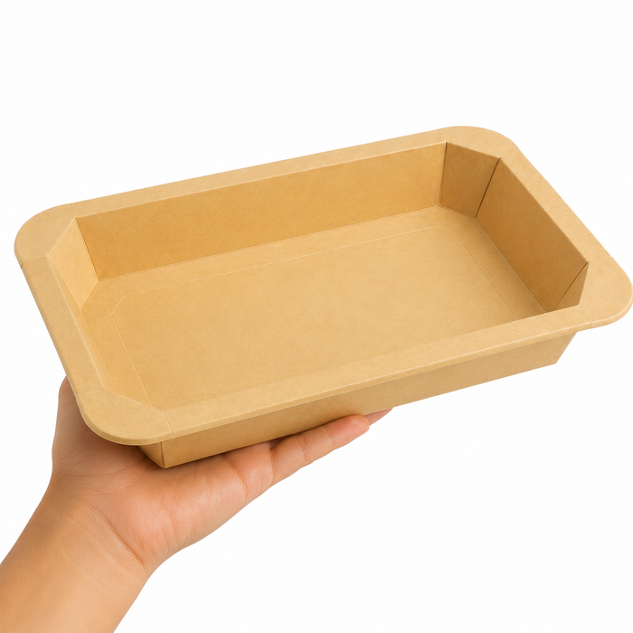 Barquette scellable gastronorme 1/3 en carton brun - 1890 ml - 32,5 cm x 17,2 cm x 4,8 cm - 50 unités