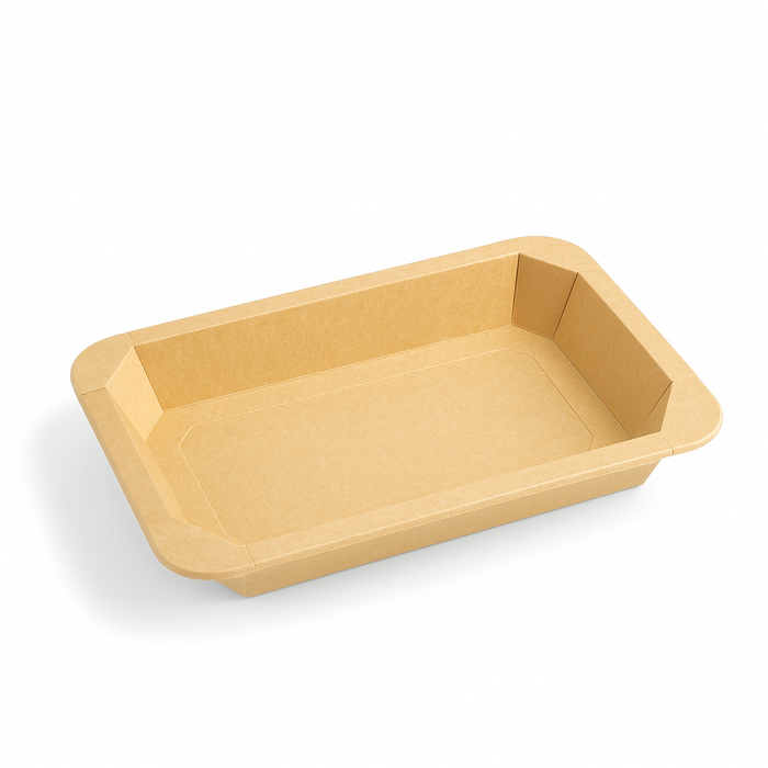 Barquette scellable gastronorme 1/3 en carton brun - 1890 ml - 32,5 cm x 17,2 cm x 4,8 cm - 50 unités