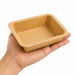 Barquette scellable gastronorme 1/8 en carton brun pelliculée PP - 450 ml - 16 cm x 13 cm x 3,6 cm - en main