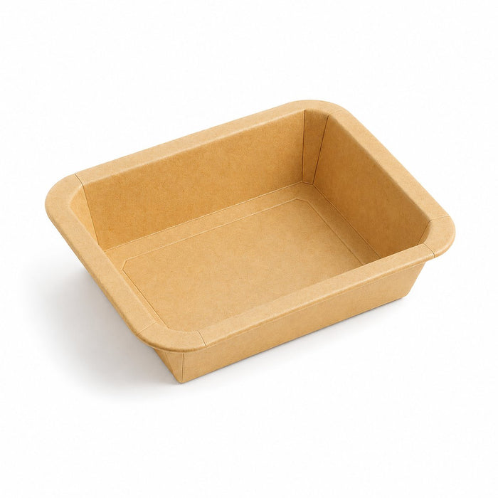 Barquette scellable gastronorme 1/8 en carton brun pelliculée PP - 450 ml - 16 cm x 13 cm x 3,6 cm