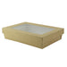 Boîte "Kray" rectangulaire carton brun avec couvercle à fenêtre 1500 ml 22,5 x 15,5 x 5,3 cm - 50 unités