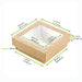 Boîte "Kray" carrée carton brun avec couvercle à fenêtre - 350 ml - 11,5 cm x 11,5 cm x 4 cm - 25 unités