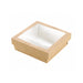Boîte "Kray" carrée carton brun avec couvercle à fenêtre 950 ml 15,5 x 15,5 x 5 cm - 25 unités