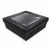 Boîte "Kray" carrée carton brun avec couvercle à fenêtre 20 cm x 20 cm H 6,5 cm - 25 unités