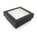 Boîte "Kray" carrée carton noir avec couvercle à fenêtre - 350 ml - 11,5 cm x 11,5 cm x 4 cm