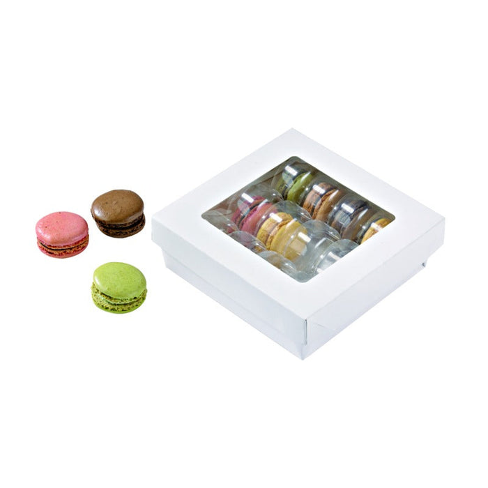 Boîte "Kray" carrée carton blanc avec couvercle à fenêtre 950 ml 15,5 cm x 15,5 cm x 5 cm - 25 unités