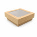 Boite Kray carrée carton brun avec couvercle à fenêtre 350ml 11,5 cm x 11,5 cm H 5 cm - 25 unités