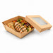Boite Kray carrée carton brun avec couvercle à fenêtre 13,5 cm x 13,5 cm H 5 cm - 25 unités