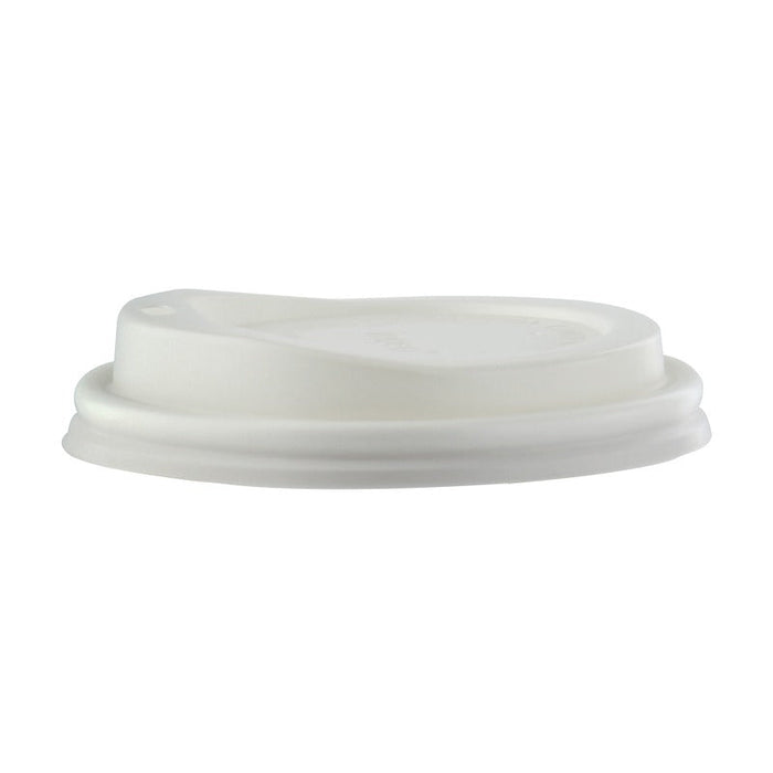 Couvercle CPLA dôme blanc avec bec - Ø 9 cm - H 1,9 cm - 50 unités