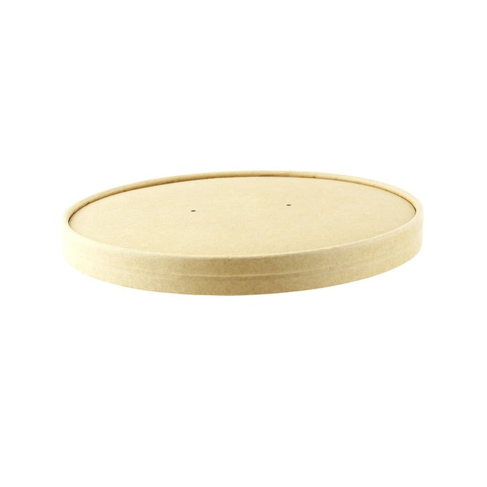 Couvercle plat brun en carton kraft perforé pour la vapeur 185x - Ø 18,5 cm - H 1,6 cm - 45 unités