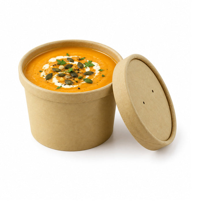 Couvercle carton kraft chaud et froid - Ø 9 cm - Compatible avec 210GPU12, 210GPU14, 210SOUP8, 210SOUPK13K, 210SOUPK8K - 50 unités