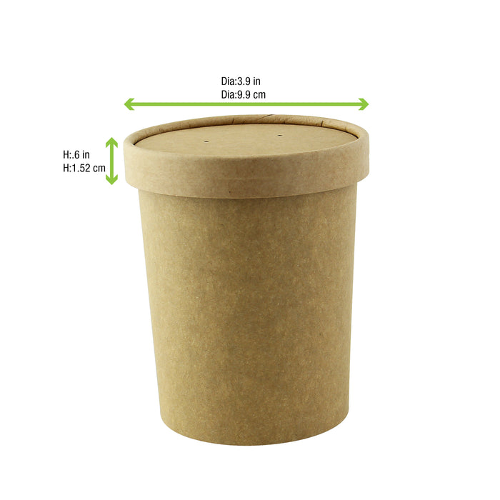 Couvercle carton kraft chaud et froid - Ø 9,8 cm - Compatible avec 210SOUP16, 210SOUP24, 210SOUPK17K - 50 unités