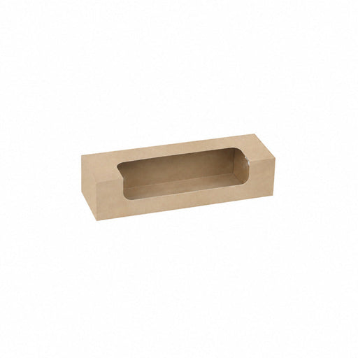 Boîte carton brun 7 macarons avec fenêtre PLA - 21,5 cm x 6,8 cm x 4,8 cm - 50 unités
