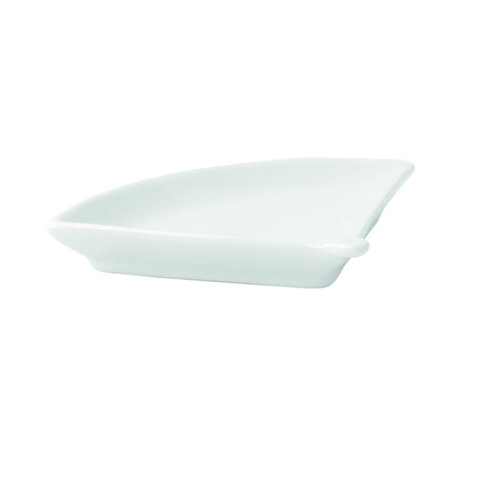 Mini plat éventail en porcelaine blanche 10 cm x 7,6 cm x 1,4 cm - 4 unités