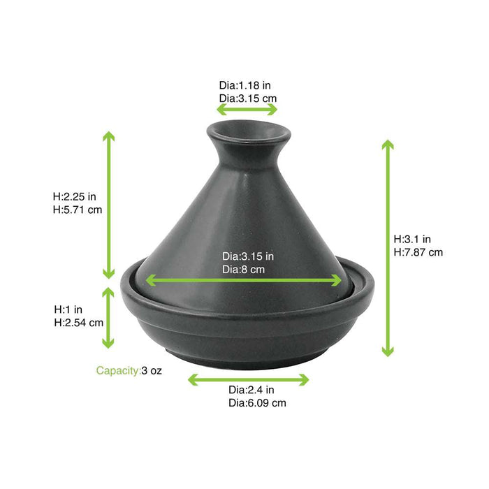 Mini tajine en porcelaine noire - Ø 9 cm - H 8 cm - 24 unités