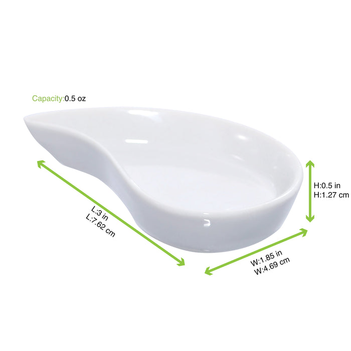 Mini plat en porcelaine blanche - 7,8 cm x 4,8 cm x 1,5 cm - 24 unités