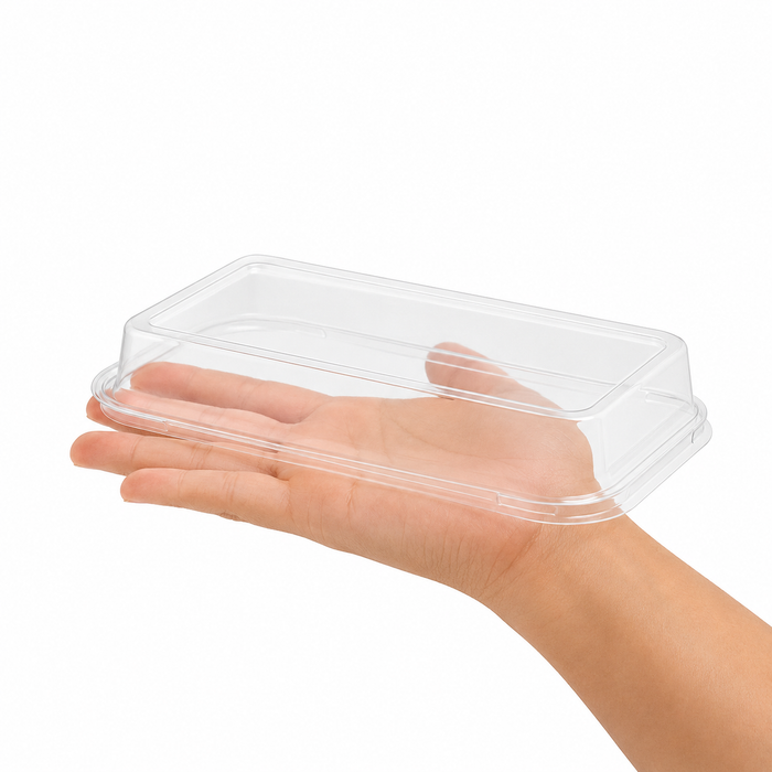 Couvercle PET anti-buée pour moule de cuisson - 19 cm x 8,8 cm x 3,6 cm - Compatible avec 210MCMO590 - 25 unités