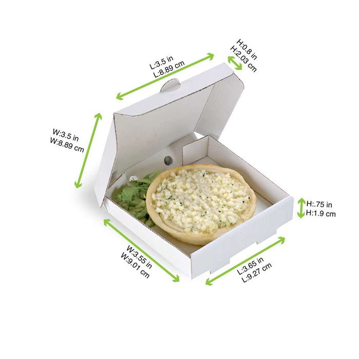 Mini boîte à pizza carton blanc - 9 cm x 9 cm x 2 cm - 500 unités