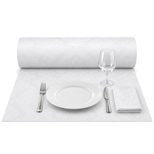 Nappe en rouleau cellulose damassée blanche - 100 m x 1,2 m - en situation