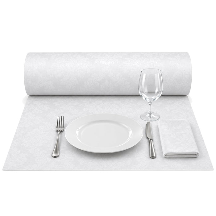 Nappe en rouleau cellulose damassée blanche - 100 m x 1,2 m - en situation