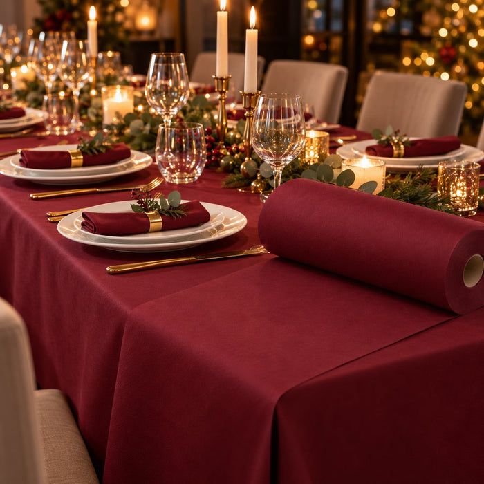 Nappe en rouleau pré-découpée non tissé spunbond bordeaux - 50 m x 1,2 m - ambiance