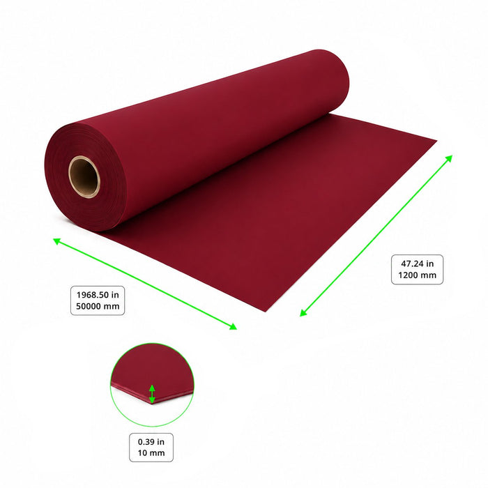 Nappe en rouleau non tissé spunbond bordeaux - 50 m x 1,2 m - dimensions