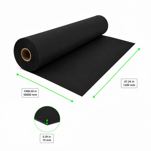 Nappe en rouleau non tissé spunbond noir - 50 m x 1,2 m - dimensions