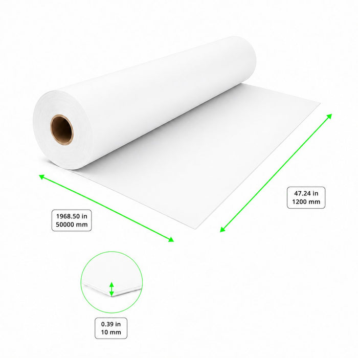 Nappe en rouleau non tissé spunbond blanc - 50 m x 1,2 m - dimensions