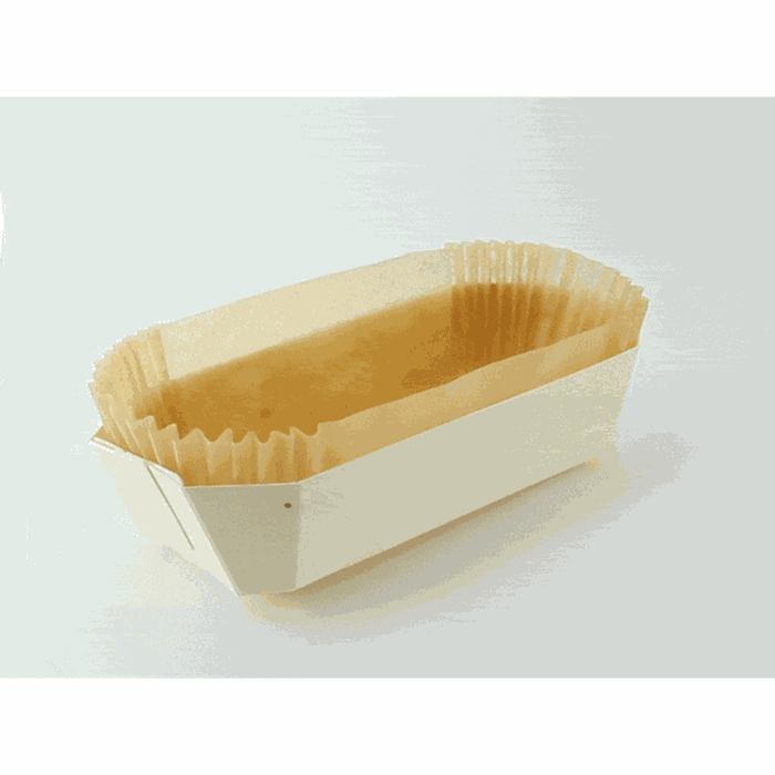 Moule de cuisson en bois avec caissette papier - 1200 ml - 24,5 cm x 11,5 cm x 7 cm - 100 unités