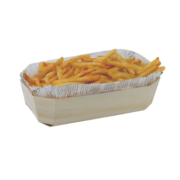Moule de cuisson en bois avec caissette papier - 1200 ml - 24,5 cm x 11,5 cm x 7 cm - 100 unités