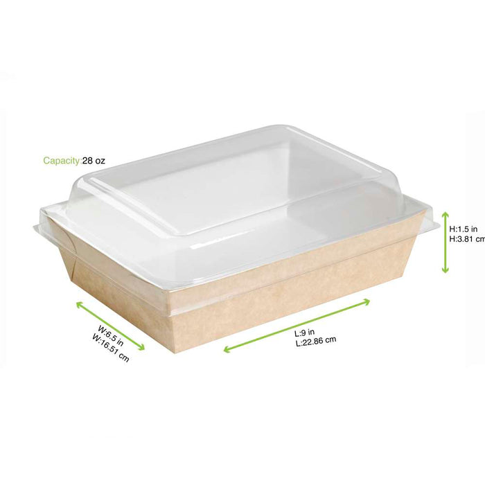 Panier à salade carton kraft brun laminé intérieur blanc - 850 ml - 22 cm x 17 cm x 4 cm - 200 unités