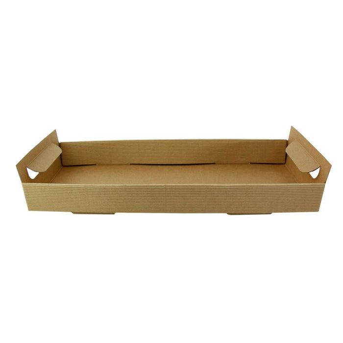 Plateau en carton kraft brun avec poignées - 39 cm x 15 cm x 7 cm - 200 unités