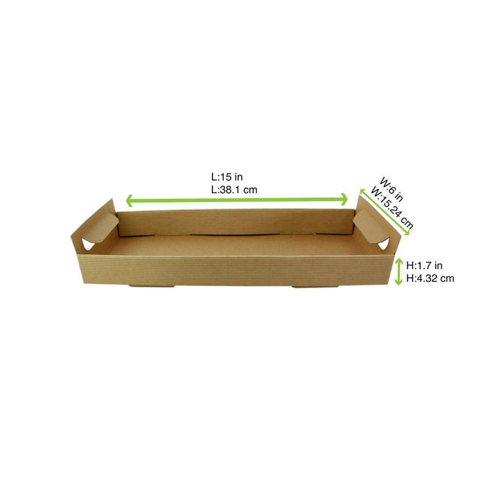 Plateau en carton kraft brun avec poignées - 39 cm x 15 cm x 7 cm - 200 unités