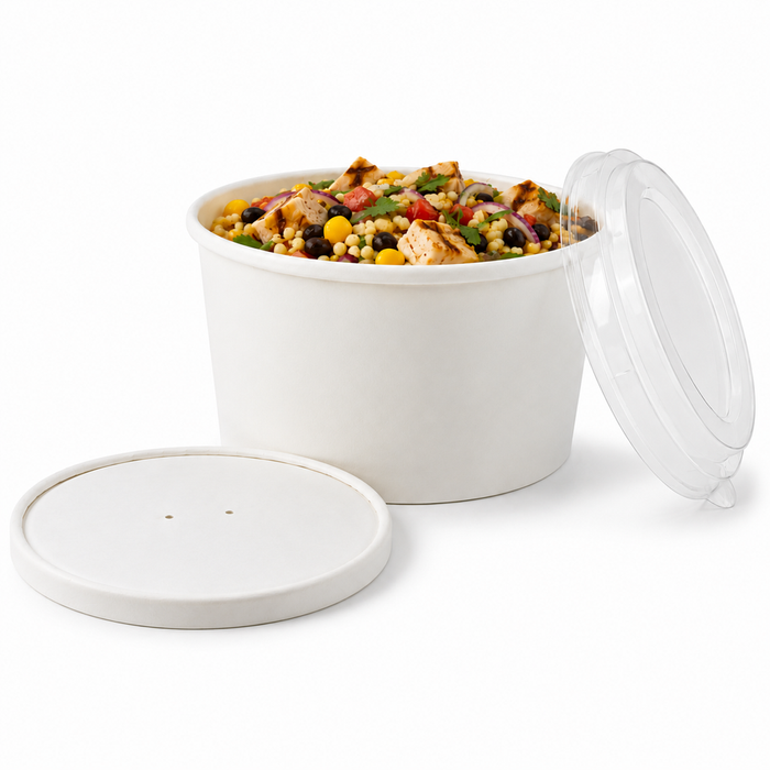 Saladier rond "Buckaty" en carton blanc - 940 ml - Ø 15 cm - H 7,5 cm - 360 unités