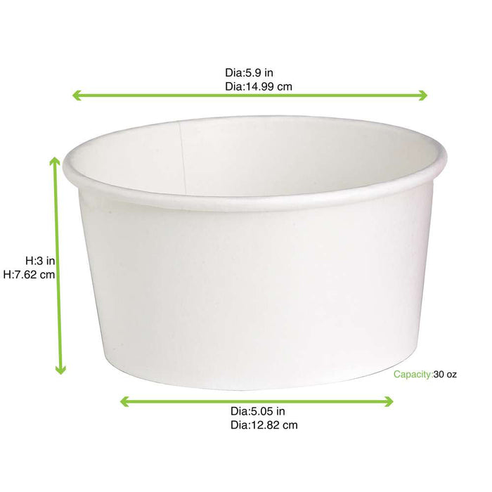 Saladier rond "Buckaty" en carton blanc - 940 ml - Ø 15 cm - H 7,5 cm - 360 unités