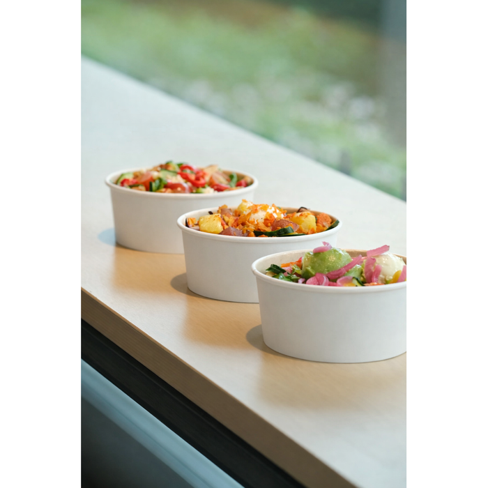 Saladier rond "Buckaty" en carton blanc - 580 ml - Ø 15 cm - H 5 cm - 360 unités