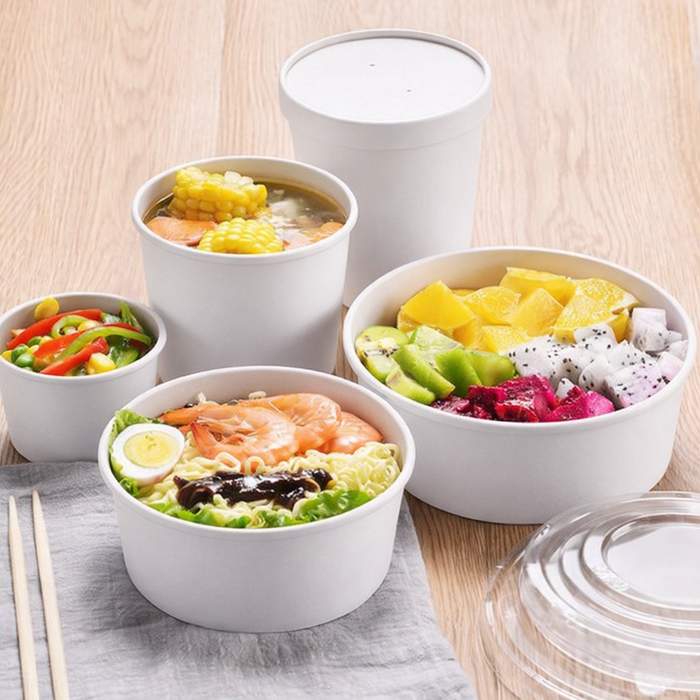Saladier rond "Buckaty" en carton blanc - 580 ml - Ø 15 cm - H 5 cm - 360 unités