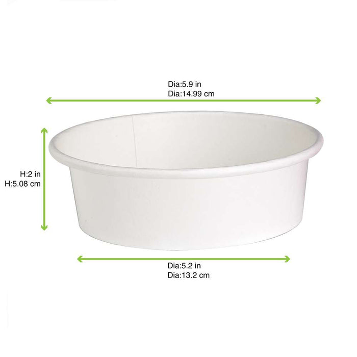 Saladier rond "Buckaty" en carton blanc - 580 ml - Ø 15 cm - H 5 cm - 360 unités