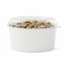Combo saladier rond "Buckaty" en carton blanc + couvercle PET - 750 ml - Ø 15 cm - H 6 cm - 50 unités